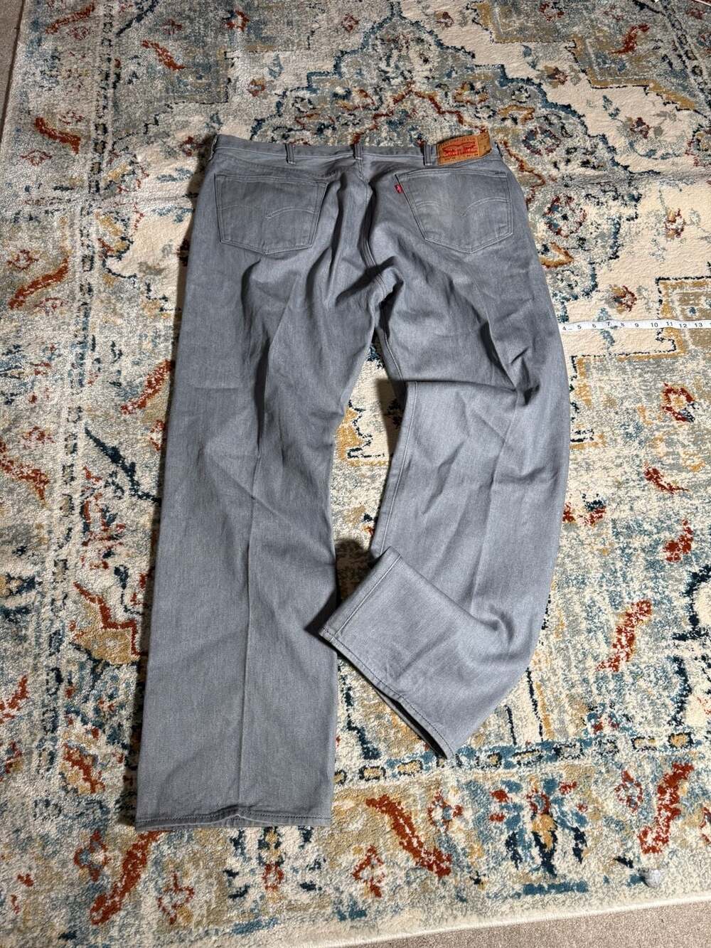 Levi's 501 Original Fit Jeans Mens 44x34 Gray Button Fly Straight Leg Denim - Picture 8 of 14